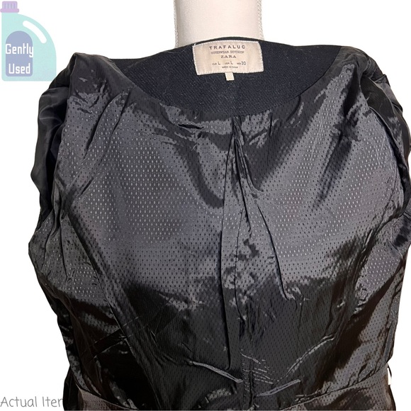 Zara Leather and Wool Peplum Skirted Black Jacket Size Large - Picture 3 of 8